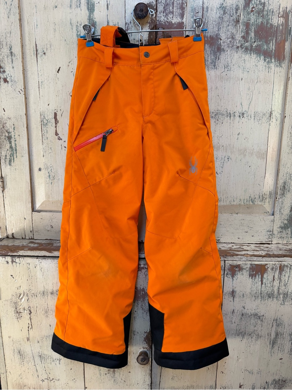 Spyder Orange and Black Kids Ski/ Snow Pants- size 8- like new